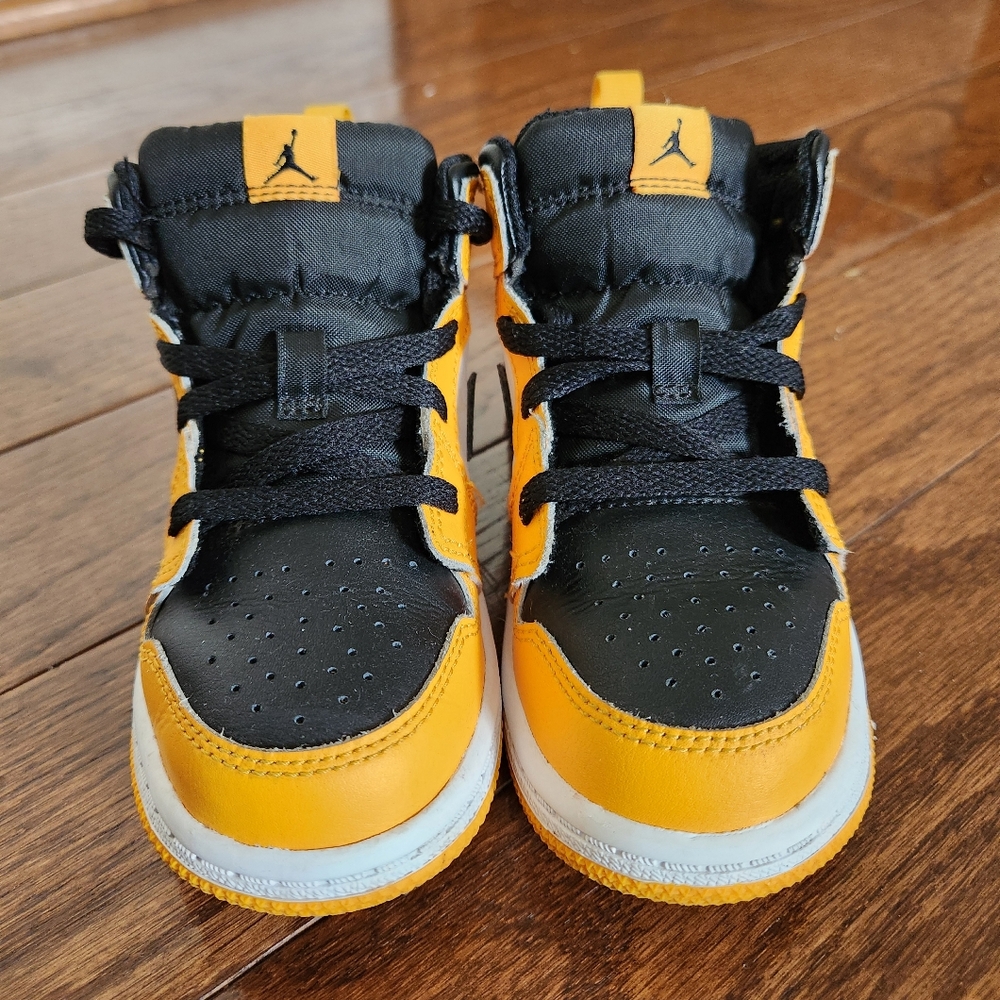 Air Jordan 1 Mid TD Taxi Black & Yellow Toddler Sneakers
